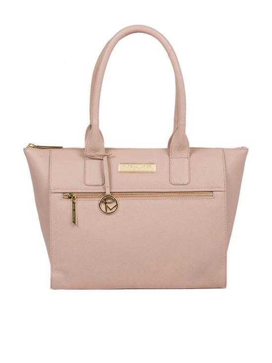 front image of pure-luxuries-london-faye-zip-top-leather-tote-bag-pink
