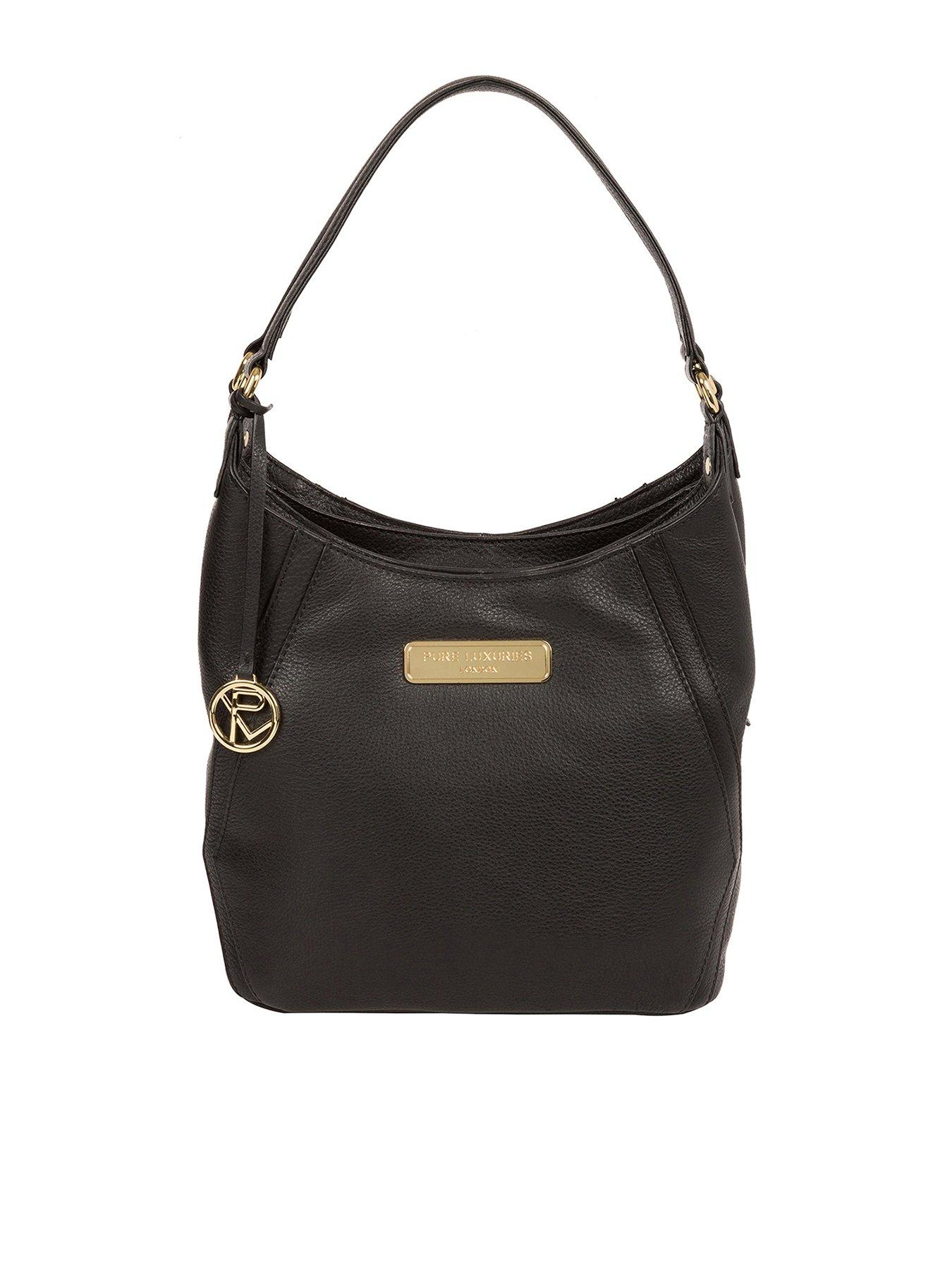  Abigail Zip Top Leather Shoulder Bag - Black
