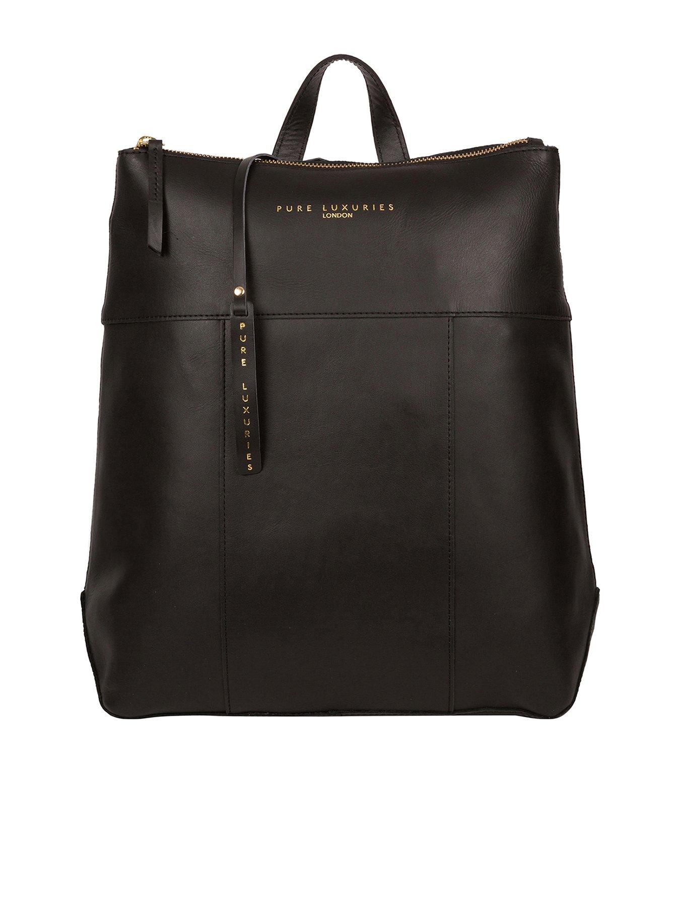 Women Exclusive Hastings Large Zip Top Leather Backpack - Black