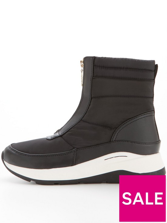 front image of dkny-marlo-nylon-leather-zip-up-sock-trainer-black