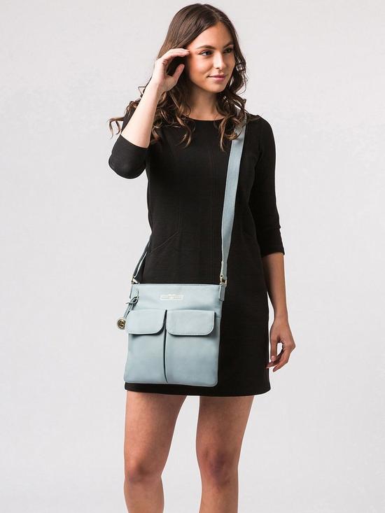 stillFront image of pure-luxuries-london-soames-zip-top-leather-crossbody-bag-blue