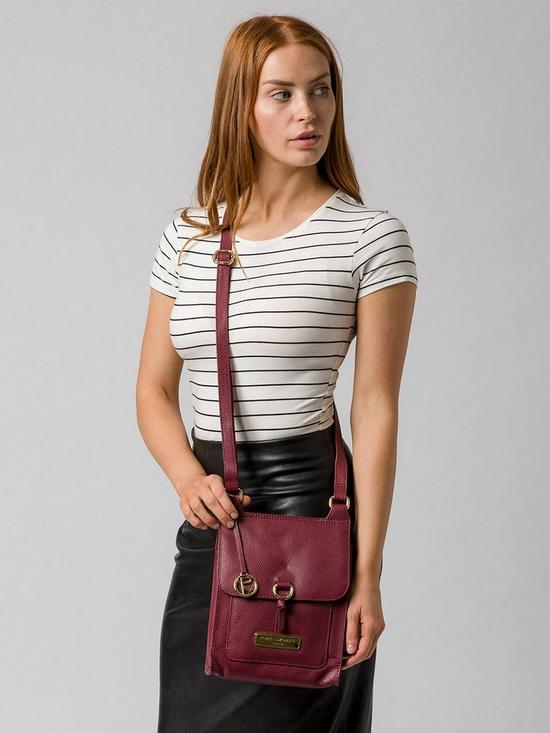 stillFront image of pure-luxuries-london-naomi-flap-over-leather-crossbody-bag-pomegranate