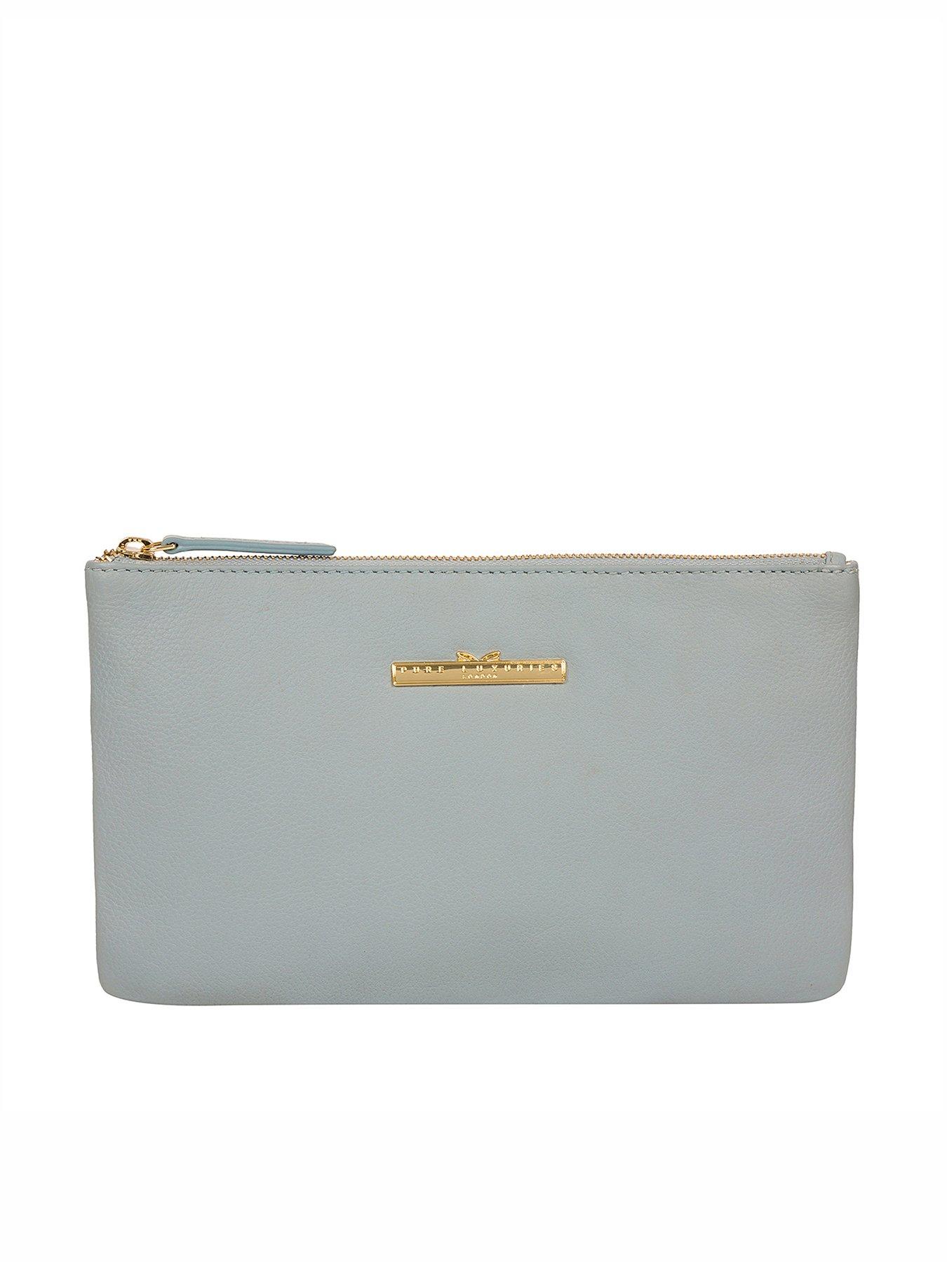 Bags & Purses Arlesey Zip Top Leather Clutch Bag - Blue