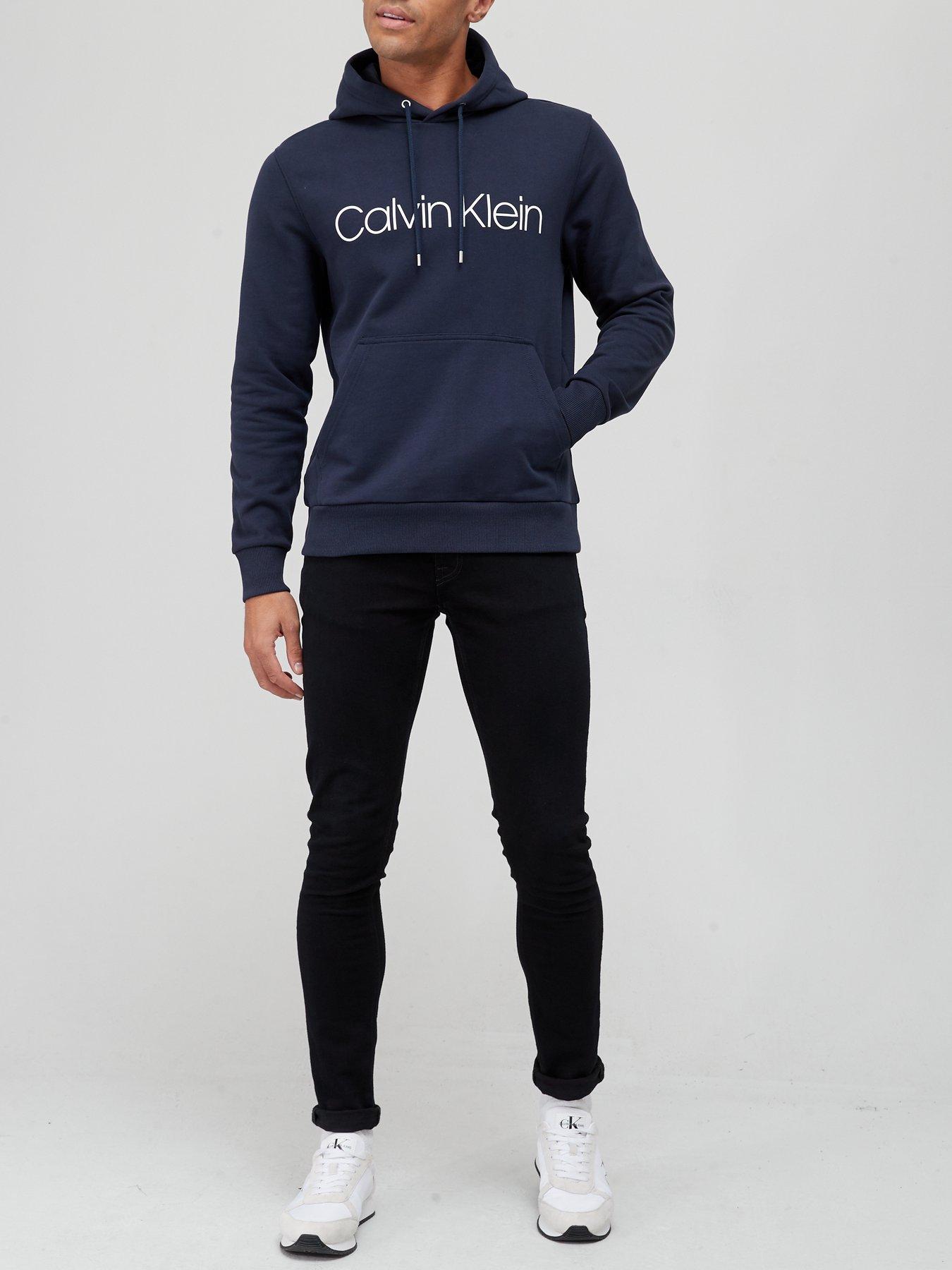 Calvin Klein Cotton Logo Overhead Hoodie Navy very