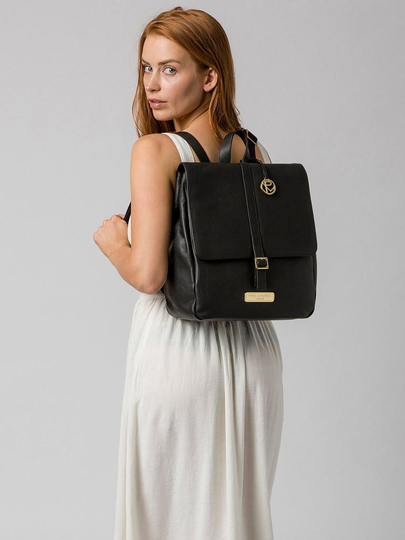 Black Leather Backpack -  UK