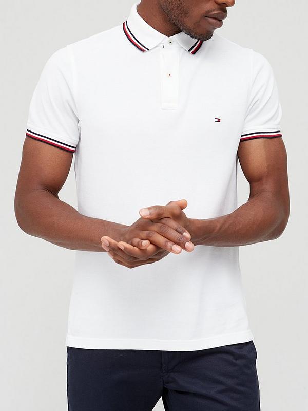 Core Tommy Tipped Slim Polo Shirt - White