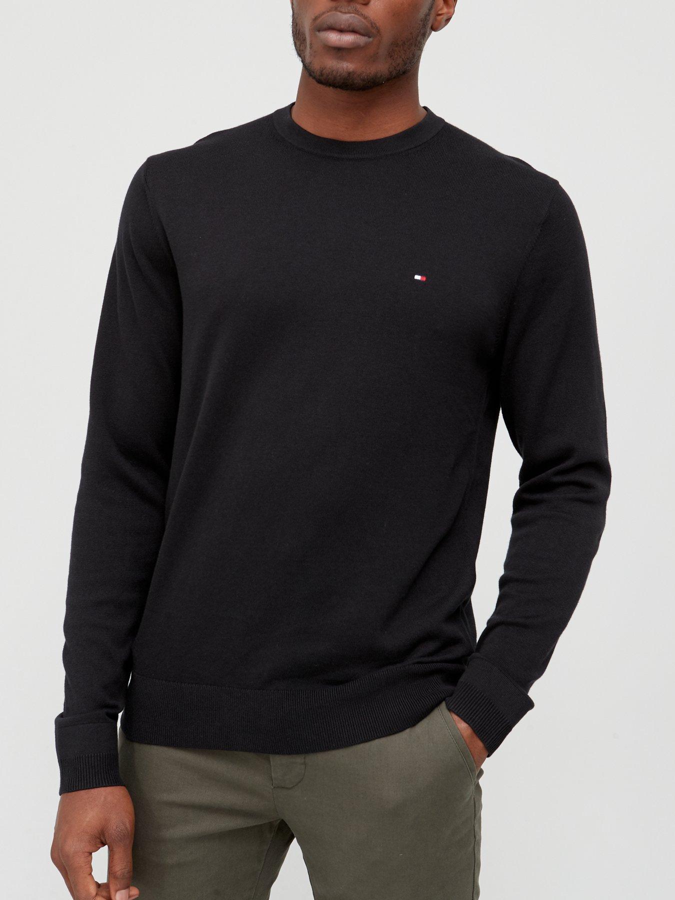 Tommy Hilfiger Core Cotton Silk Crew Neck Jumper – Black | very.co.uk