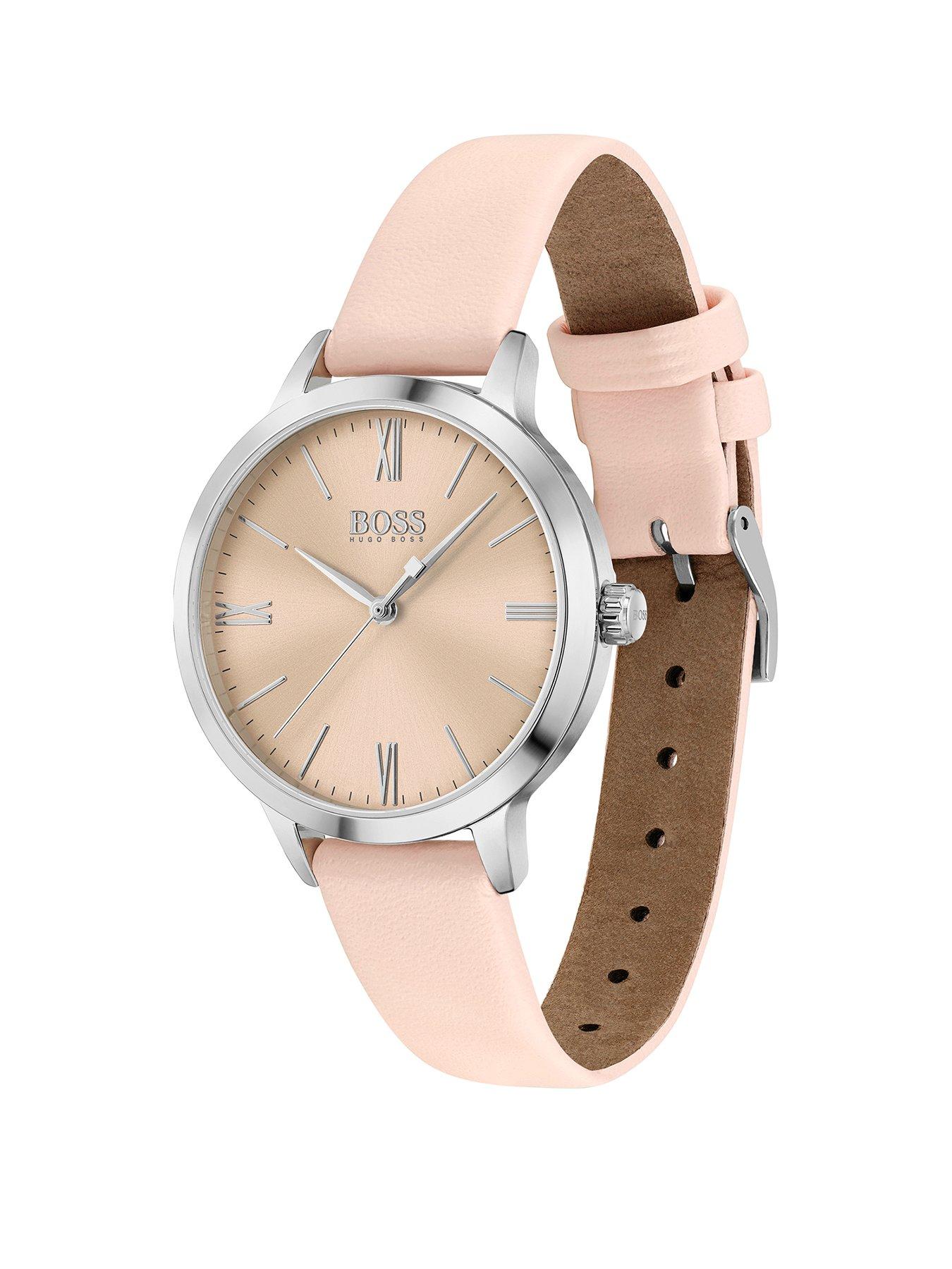  Boss Faith Rose Tone Dial Blush Leather Strap Watch