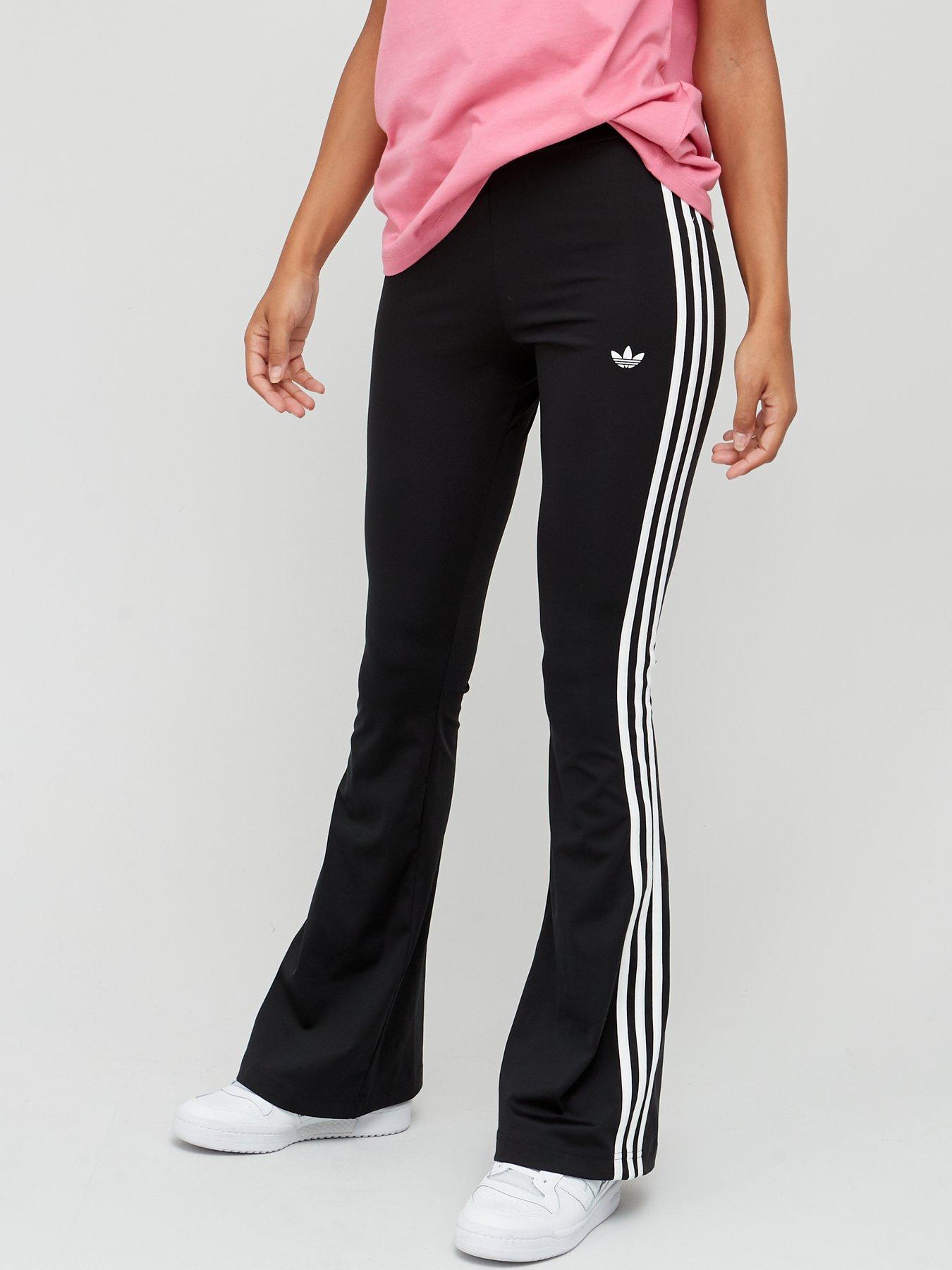 adidas Originals Three Stripe Flared Track Pants In Black