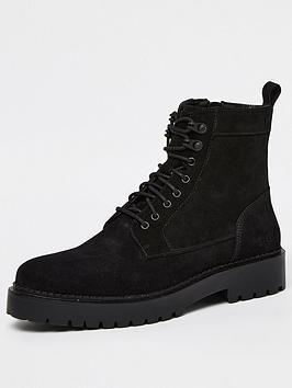 river-island-chunky-suede-lace-up-boot-black