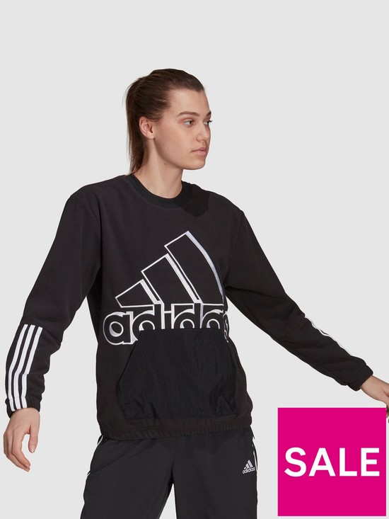 front image of adidas-brand-love-sweat-top-black