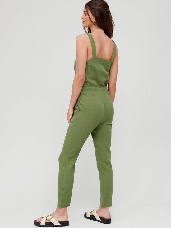 stillFront image of v-by-very-button-fronted-beach-jumpsuit-olive