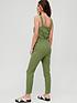  image of v-by-very-button-fronted-beach-jumpsuit-olive