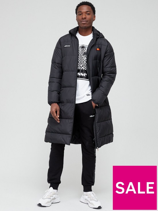 front image of ellesse-longli-padded-jacket-black