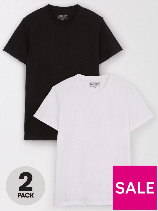 front image of lee-2-pack-organic-cotton-t-shirt-blackwhite