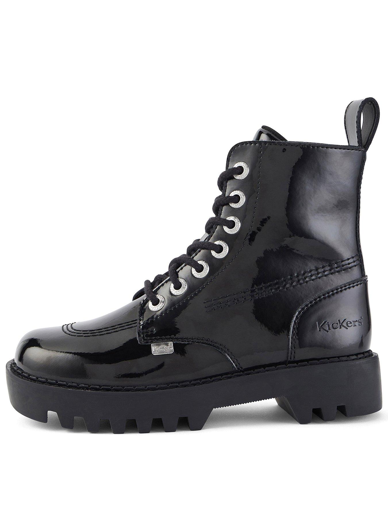 kickers kizziie cleated ankle boots in black