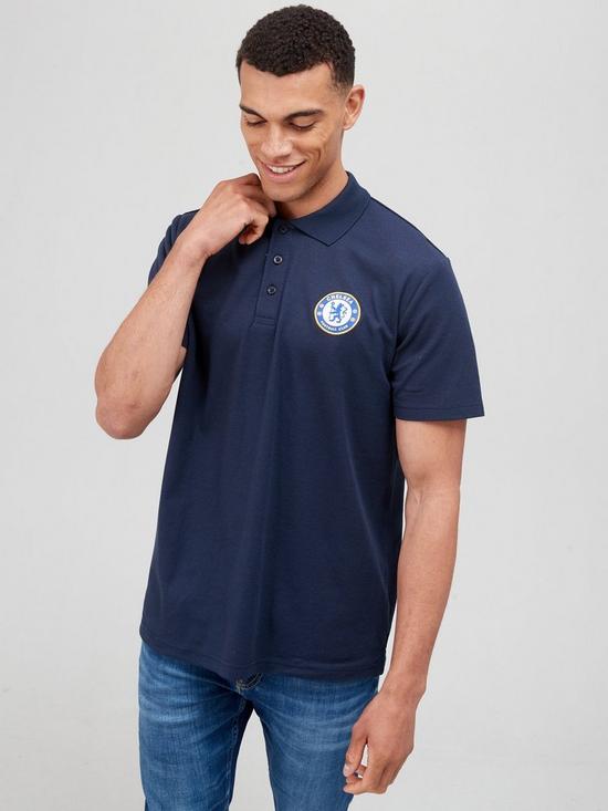 front image of chelsea-source-lab-chelsea-fc-mens-tipped-polo-shirt-navy