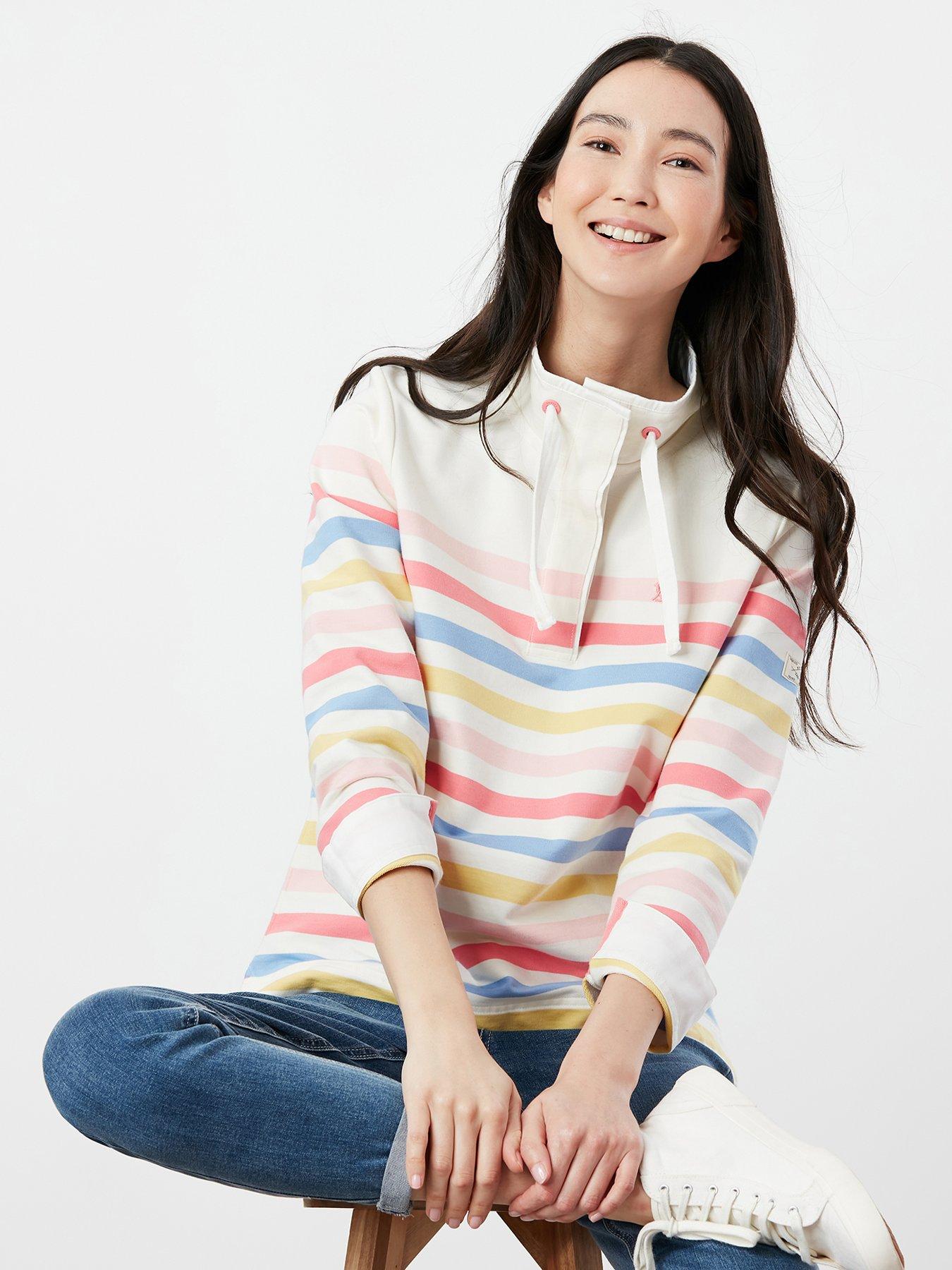 Hoodies & Sweatshirts Saunton Funnel Neck Stripe Sweatshirt - Cream