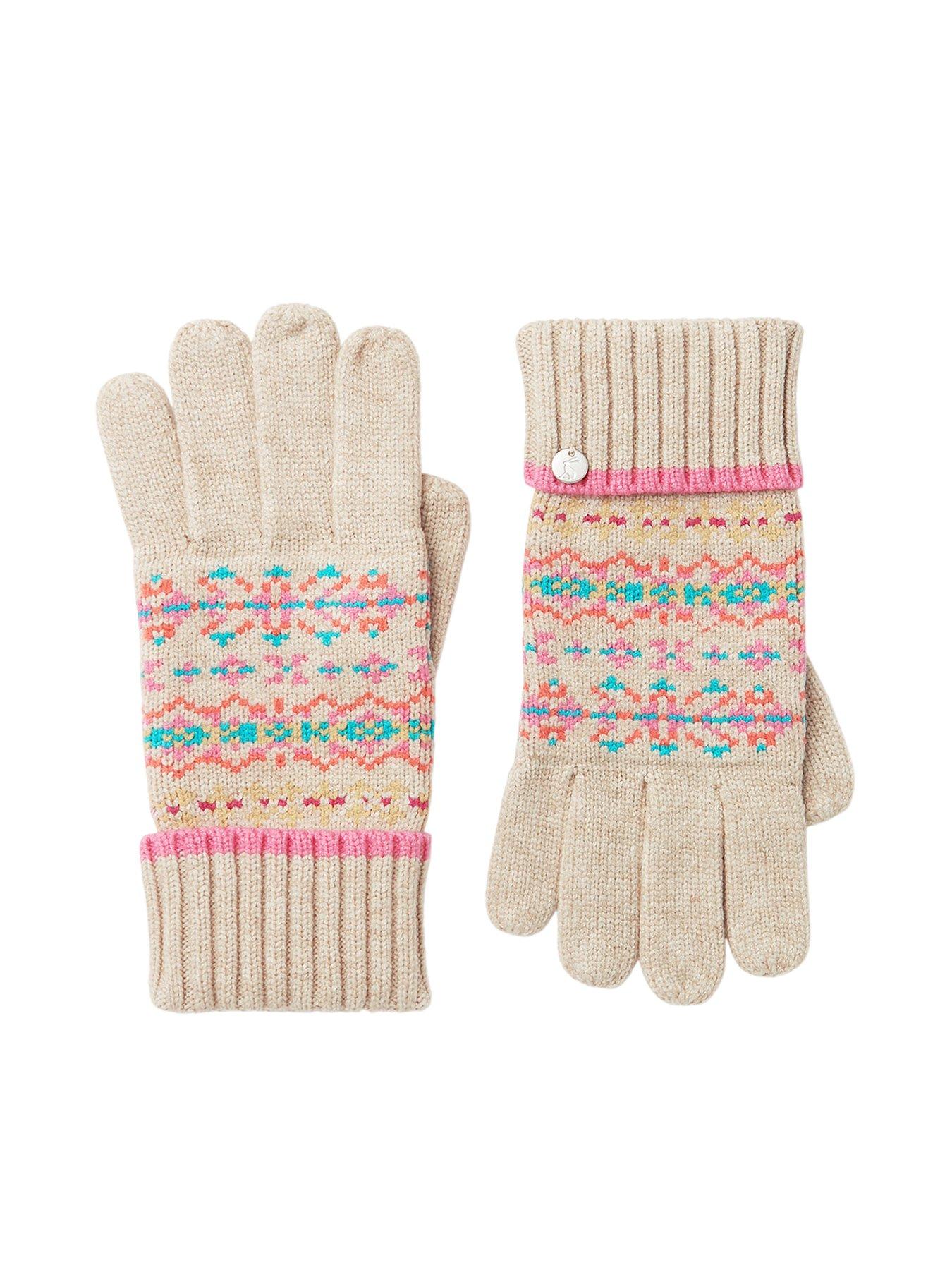 Joules Christina Fairisle Gloves Cream very.co.uk