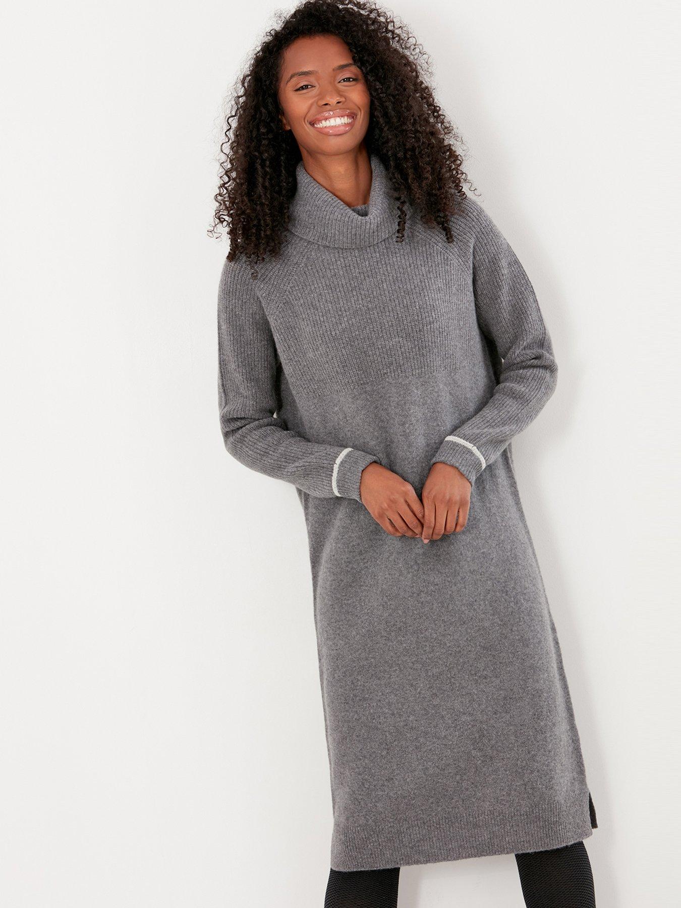 Women Hallie Turtleneck Knitted Jumper Dress - Grey