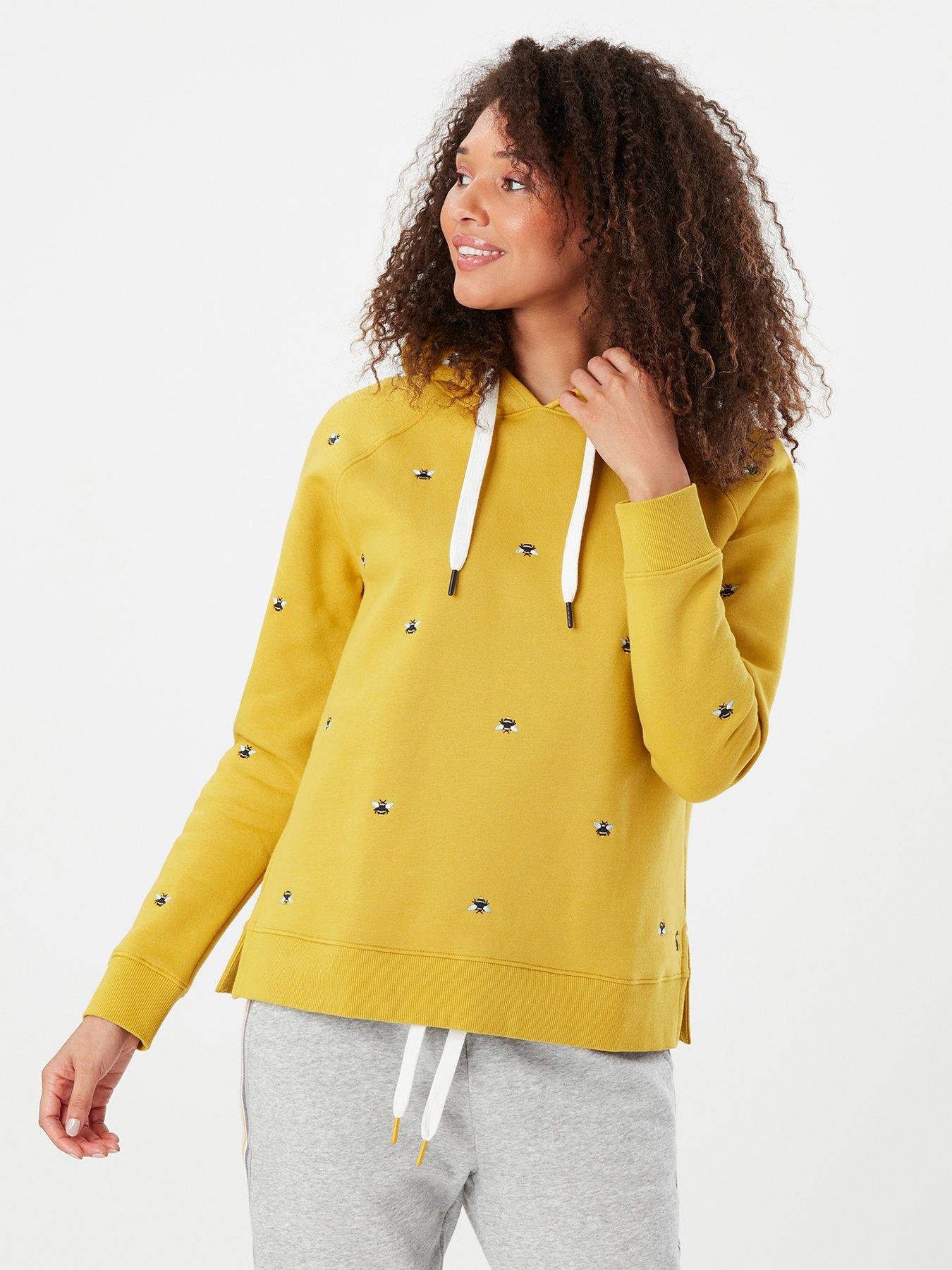 Women Embroidered Bee Hoodie - Yellow