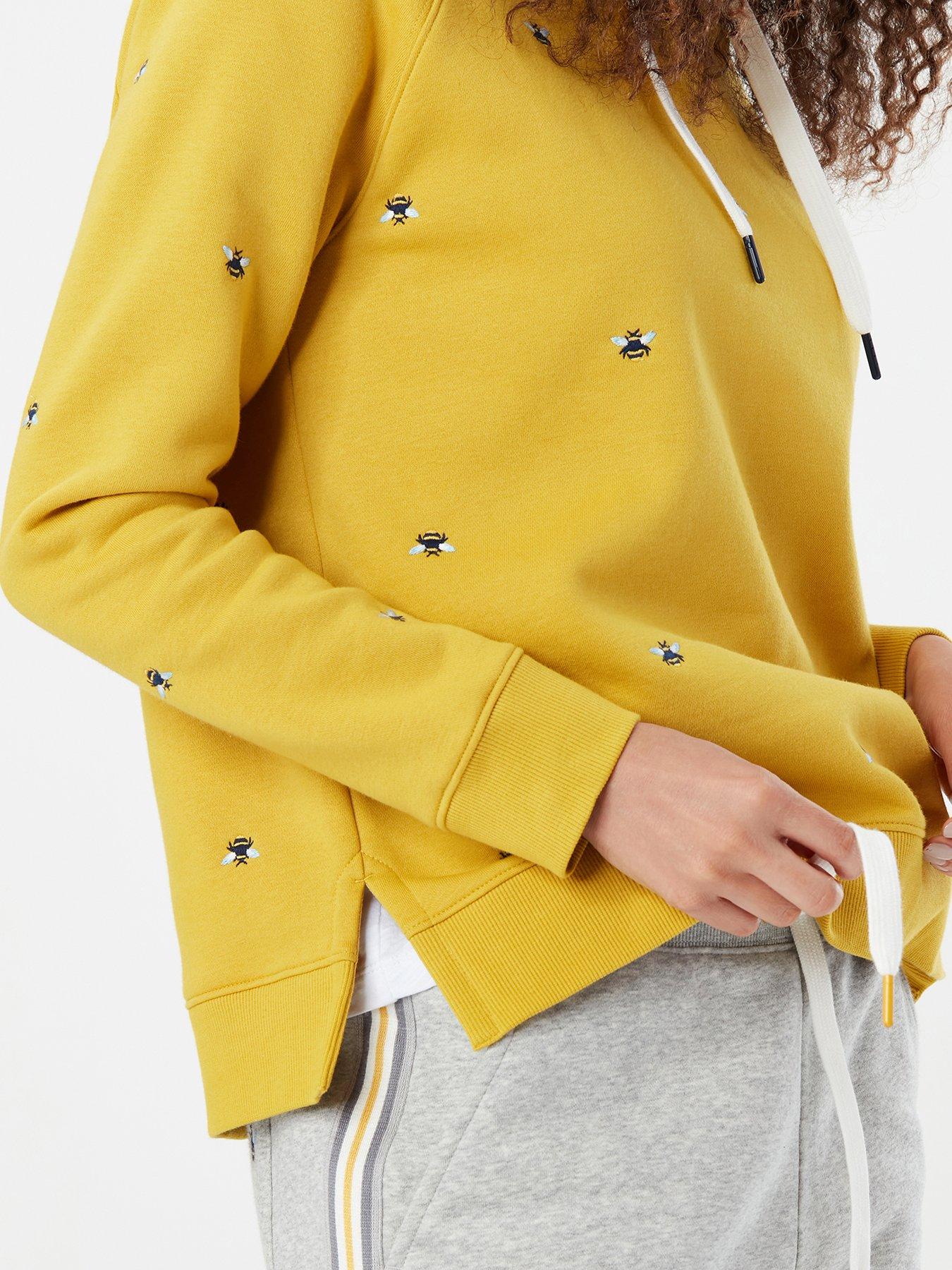 Women Embroidered Bee Hoodie - Yellow