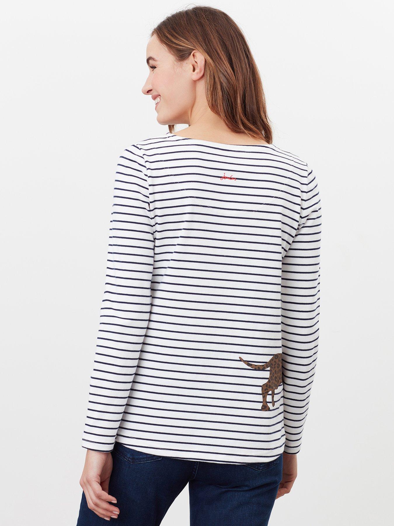 Tops & T-shirts Joules Harbour Sausage Dog Stripe Top - Cream/navy