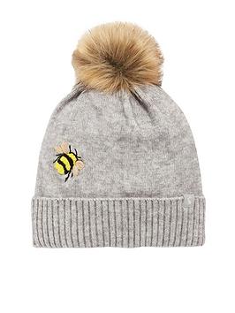 joules-stafford-embroidered-bee-bobble-hat-grey