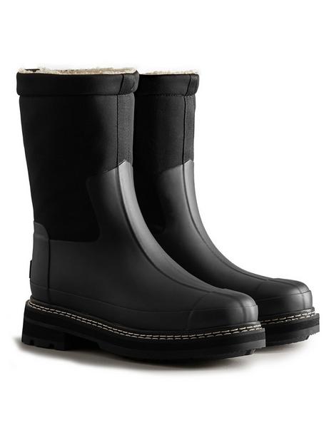 hunter-refined-stitch-sherpa-boots-black