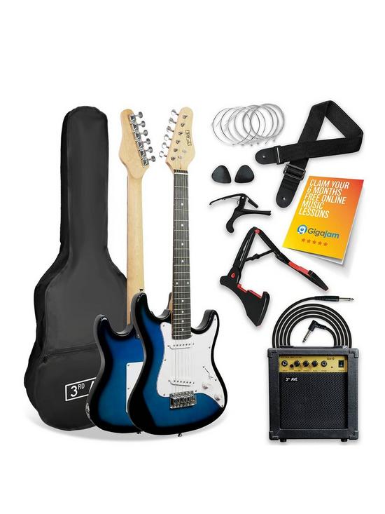front image of 3rd-avenue-34-size-electric-guitar-ultimate-kit-with-10w-amp-6-months-free-lessons-blueburst