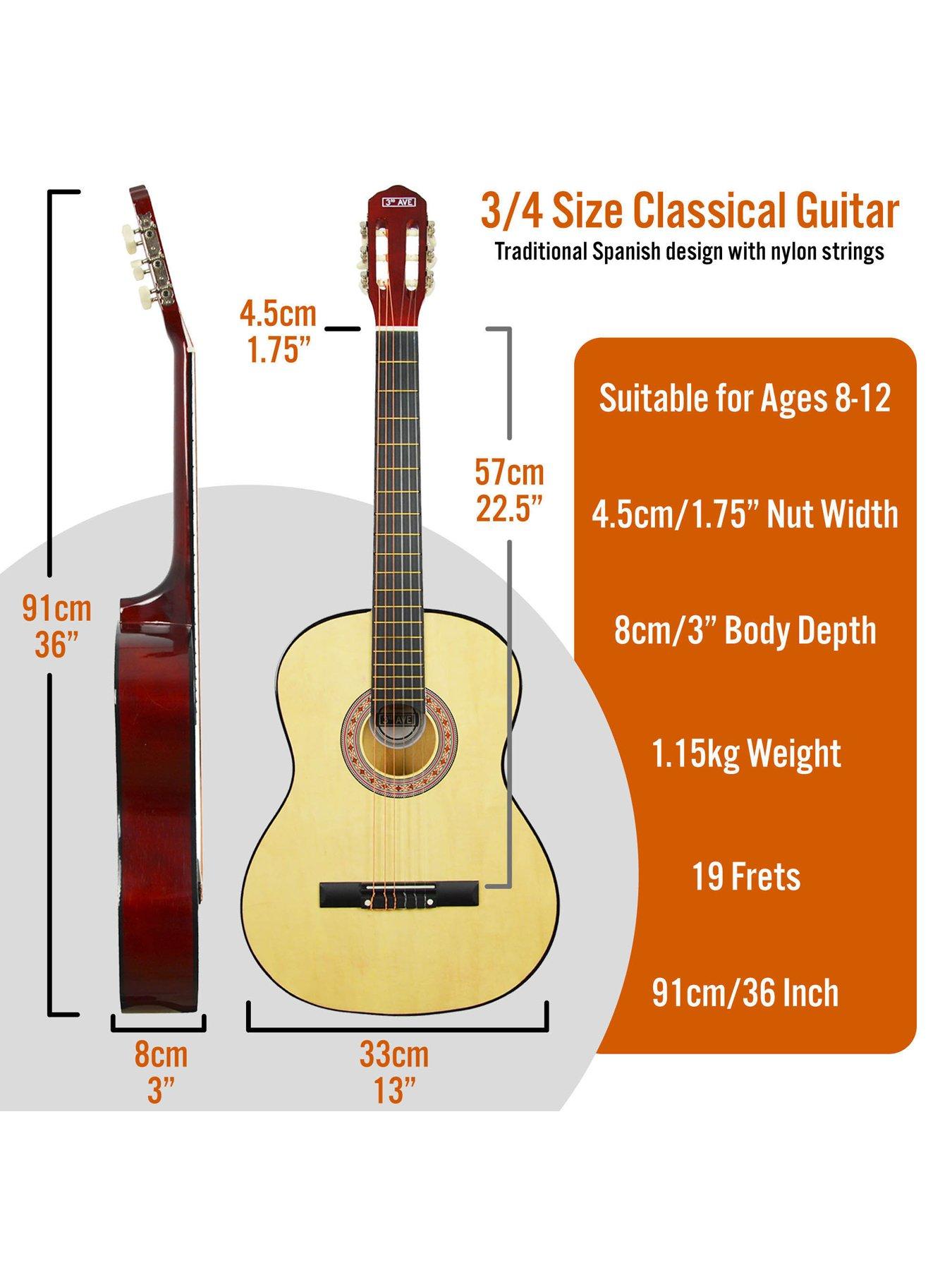 Image 2 of 6 of 3rd Avenue 3/4 Size Kids Classical Guitar Beginner Bundle - 6 Months FREE Lessons - Natural