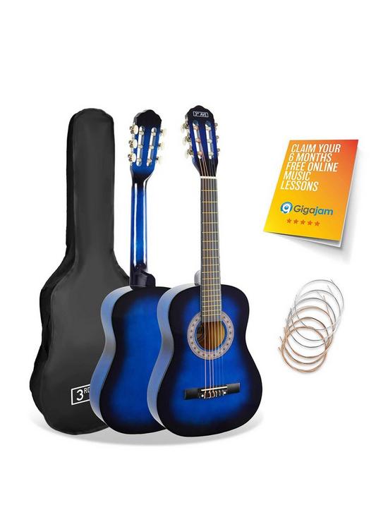 front image of 3rd-avenue-12-size-kids-classical-guitar-beginner-bundle-6-months-free-lessons-blueburst