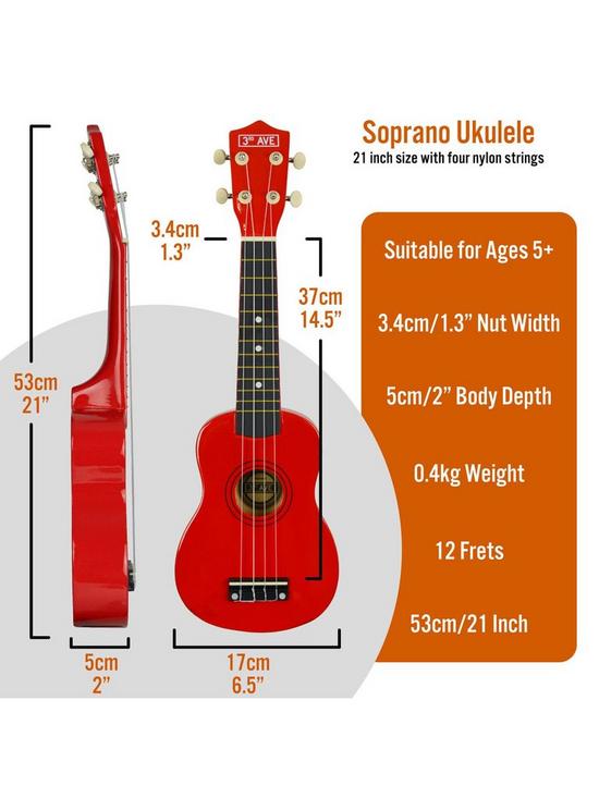 stillFront image of 3rd-avenue-soprano-ukulele-21-inch-beginner-bundle-free-1-month-online-lessons-red