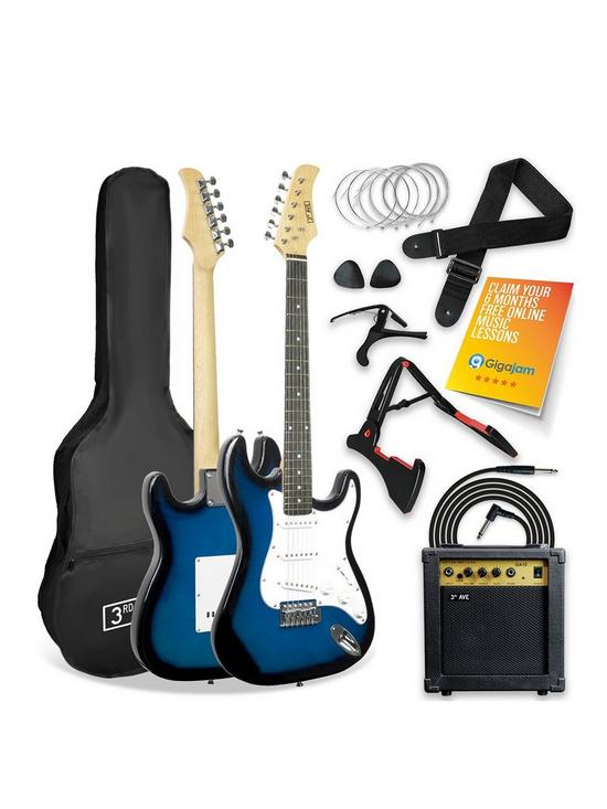 front image of 3rd-avenue-full-size-44-electric-guitar-ultimate-kit-with-10w-amp-6-months-free-lessons-blueburst