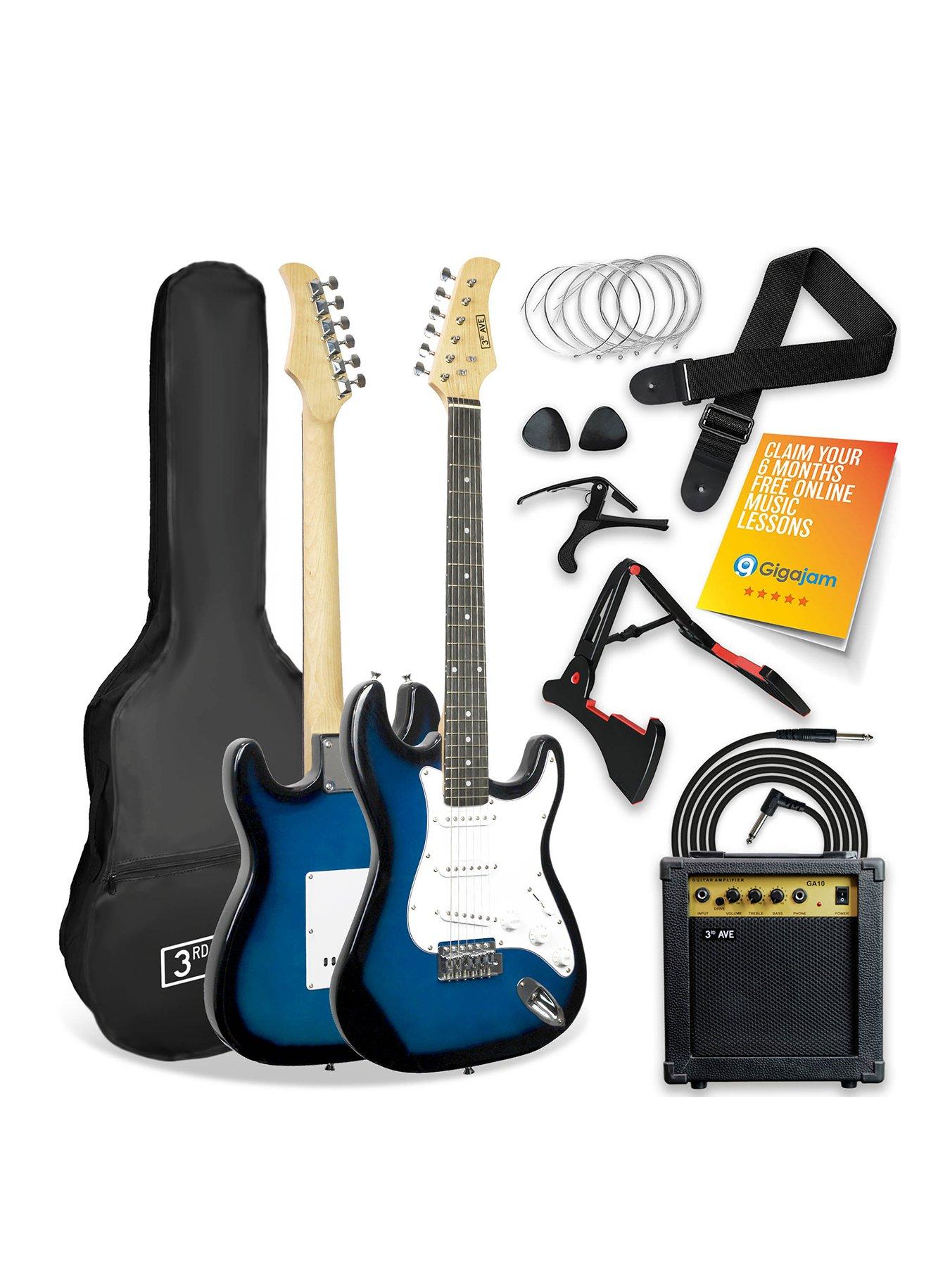 3rd Avenue Full Size 4/4 Electric Guitar Ultimate Kit with Amp - 6 Months FREE Lessons - Blueburst