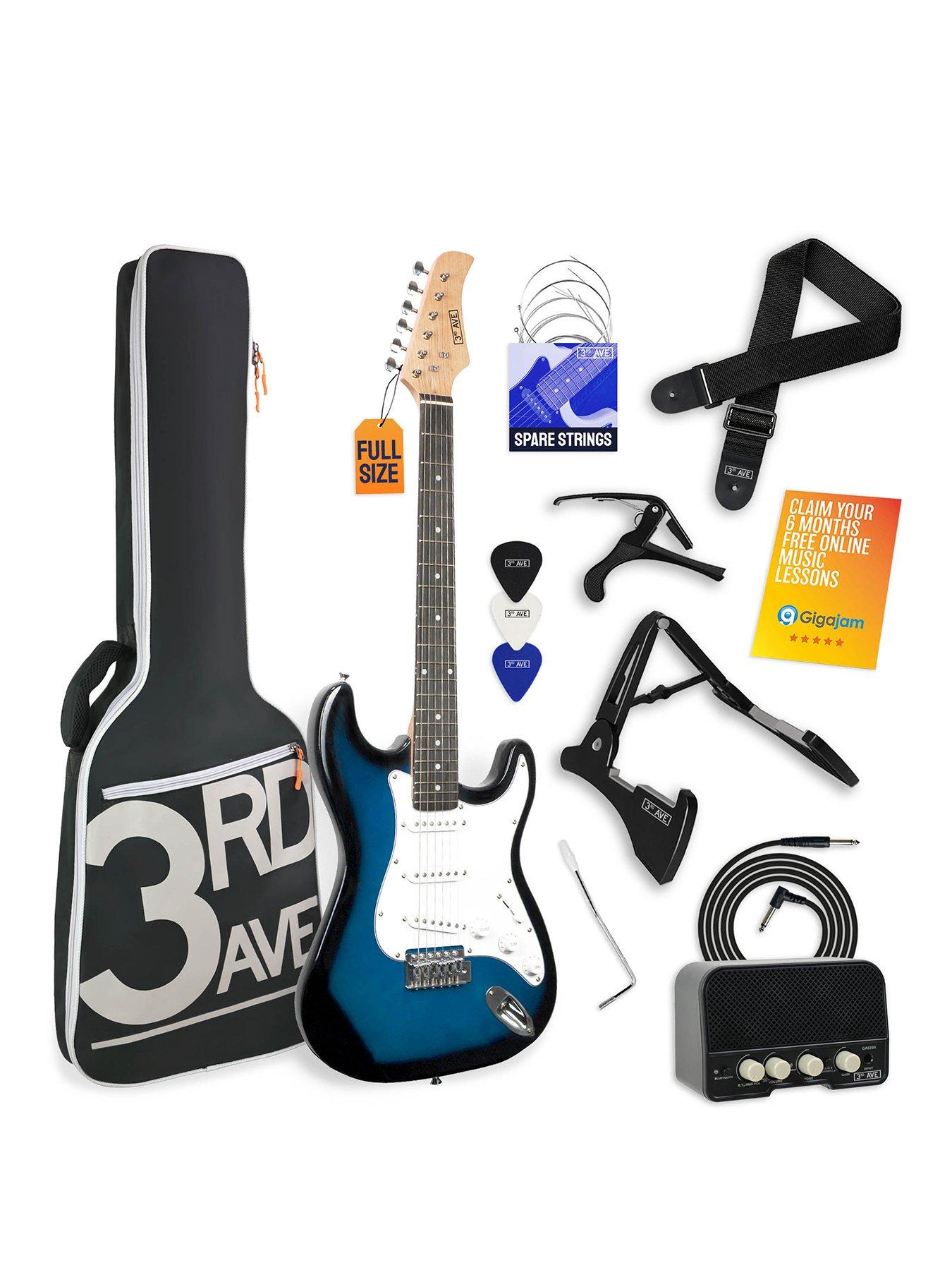 3rd Avenue Full Size 4/4 Electric Guitar Ultimate Kit with Amp - 6 Months FREE Lessons - Blueburst