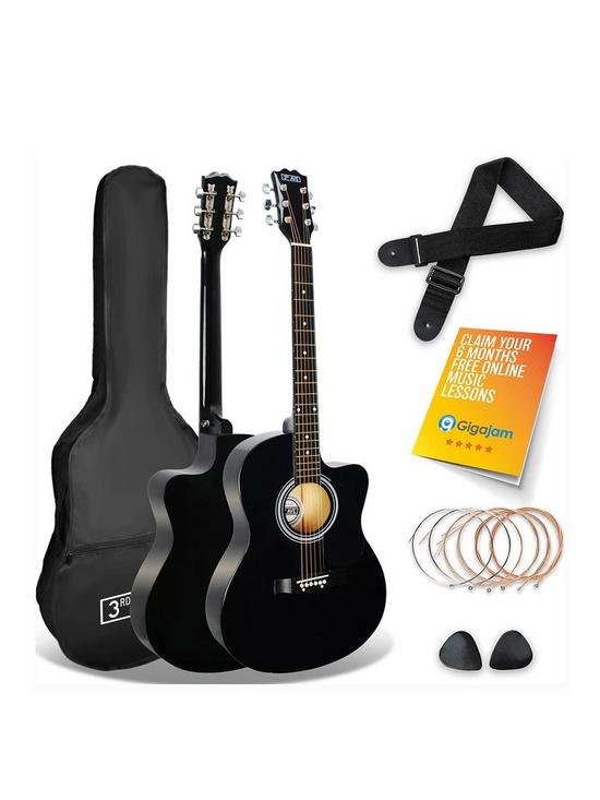 front image of 3rd-avenue-cutaway-acoustic-guitar-pack-black