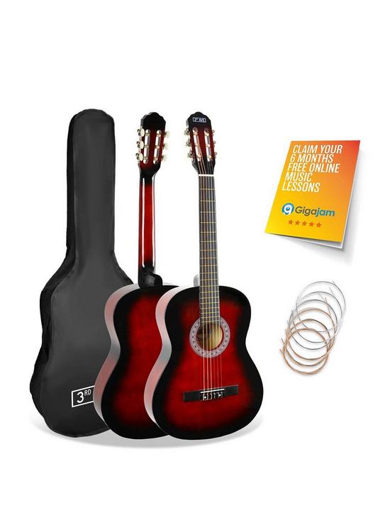 front image of 3rd-avenue-full-size-44-classical-guitar-beginner-bundle-6-months-free-lessons-redburst