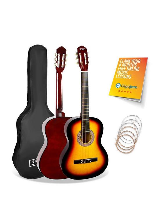 front image of 3rd-avenue-full-size-44-classical-guitar-beginner-bundle-6-months-free-lessons-sunburst