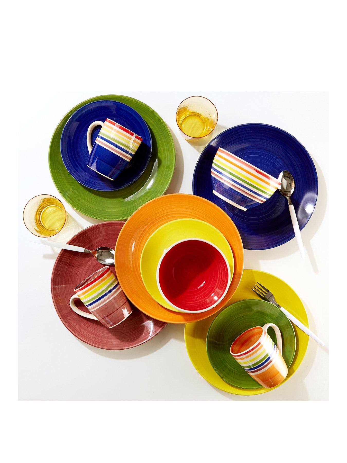 undefined 24-Piece Rainbow Stripe Dinner Set