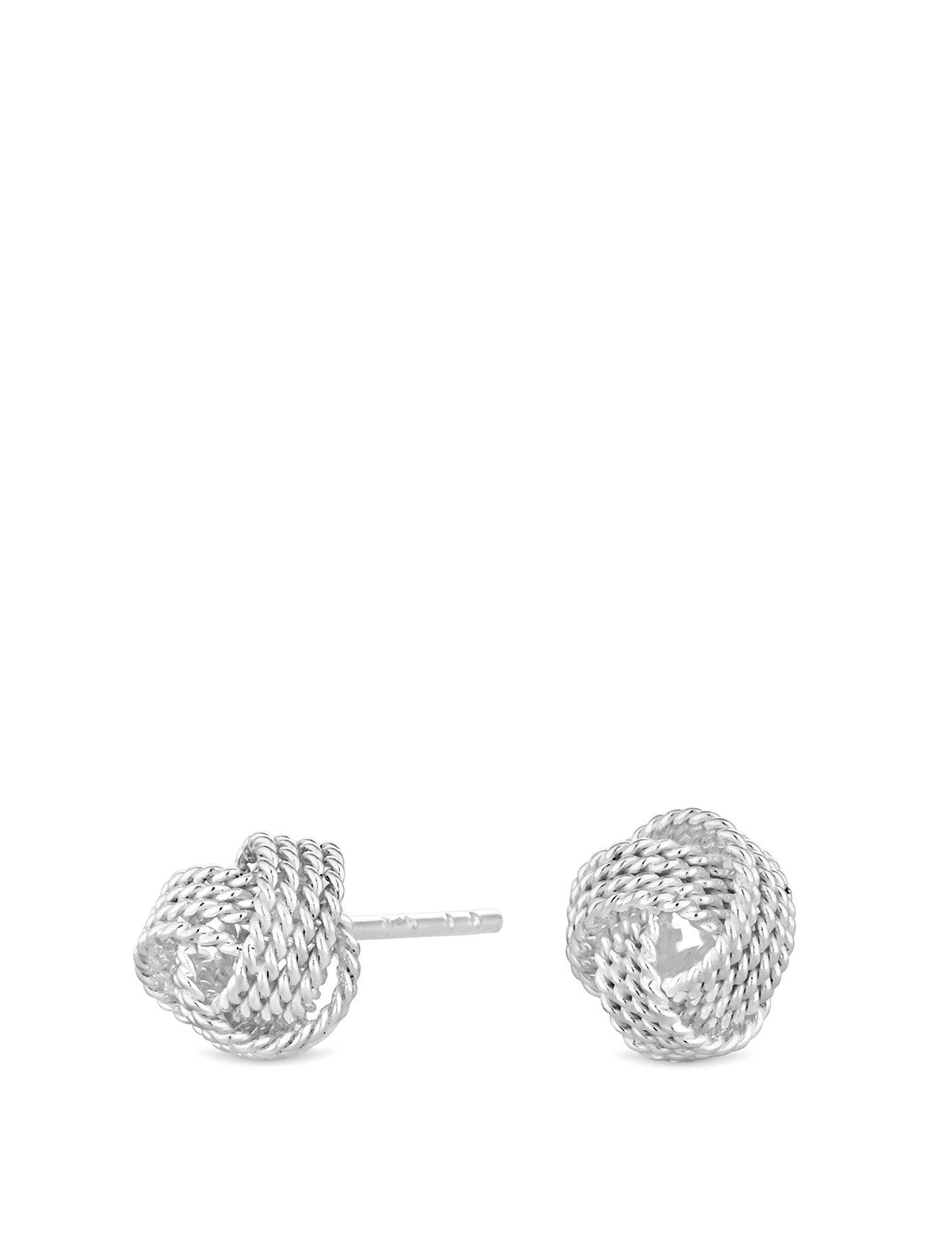 Product photograph of Simply Silver Sterling Silver 925 Mesh Knot 4mm Stud Earrings from very.co.uk