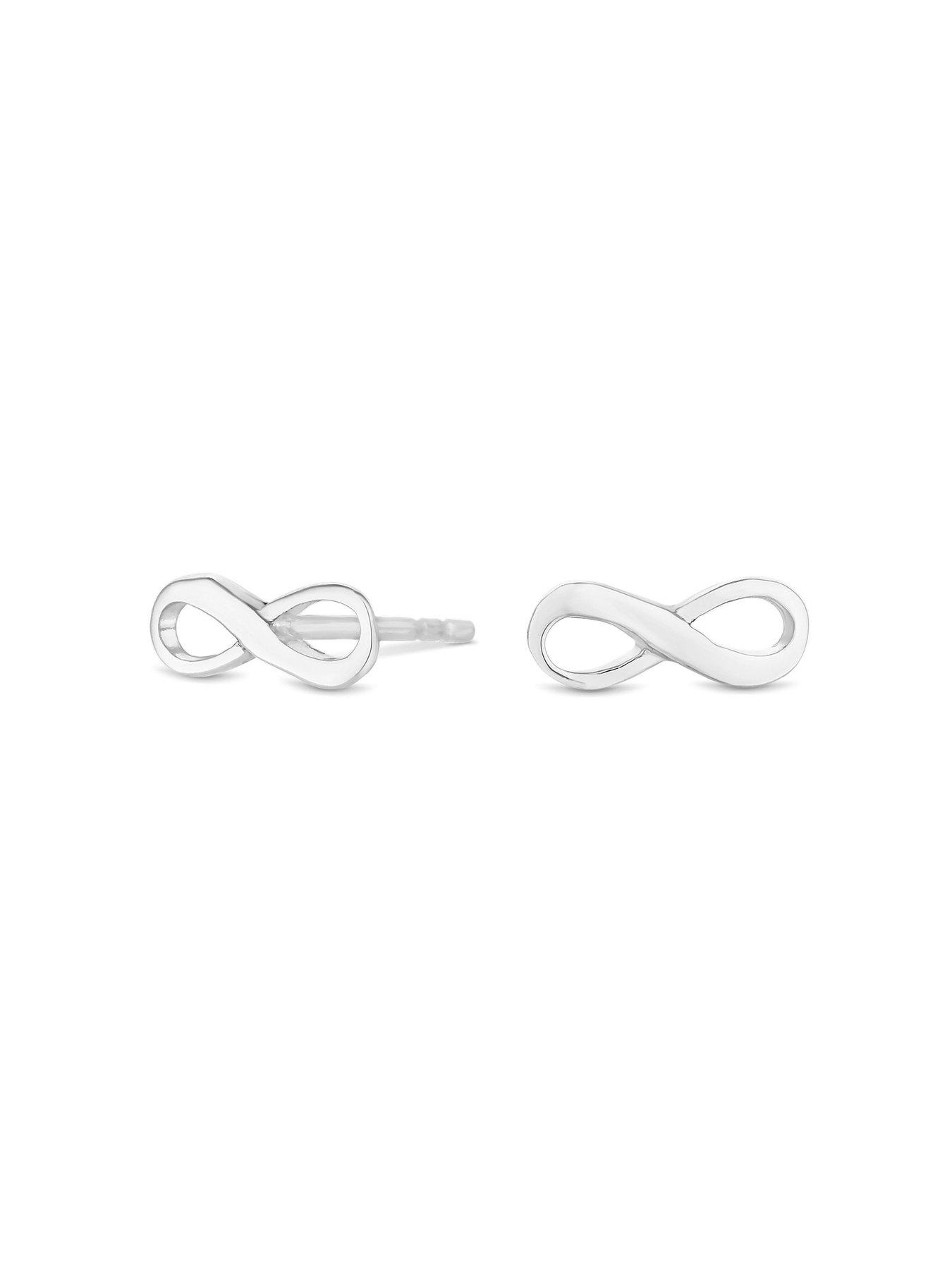 Image 2 of 2 of Simply Silver Simply Silver Sterling Silver 925 Mini Infinity Stud Earrings