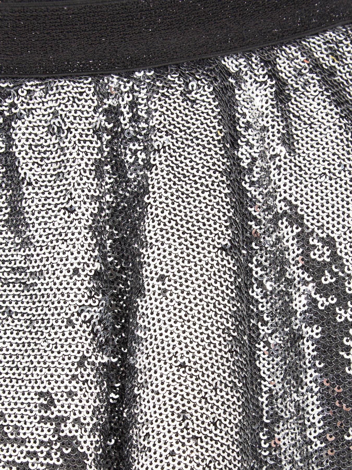 Girls Clothes Kids Elasticated Waistband Sequin Skirt - Silver