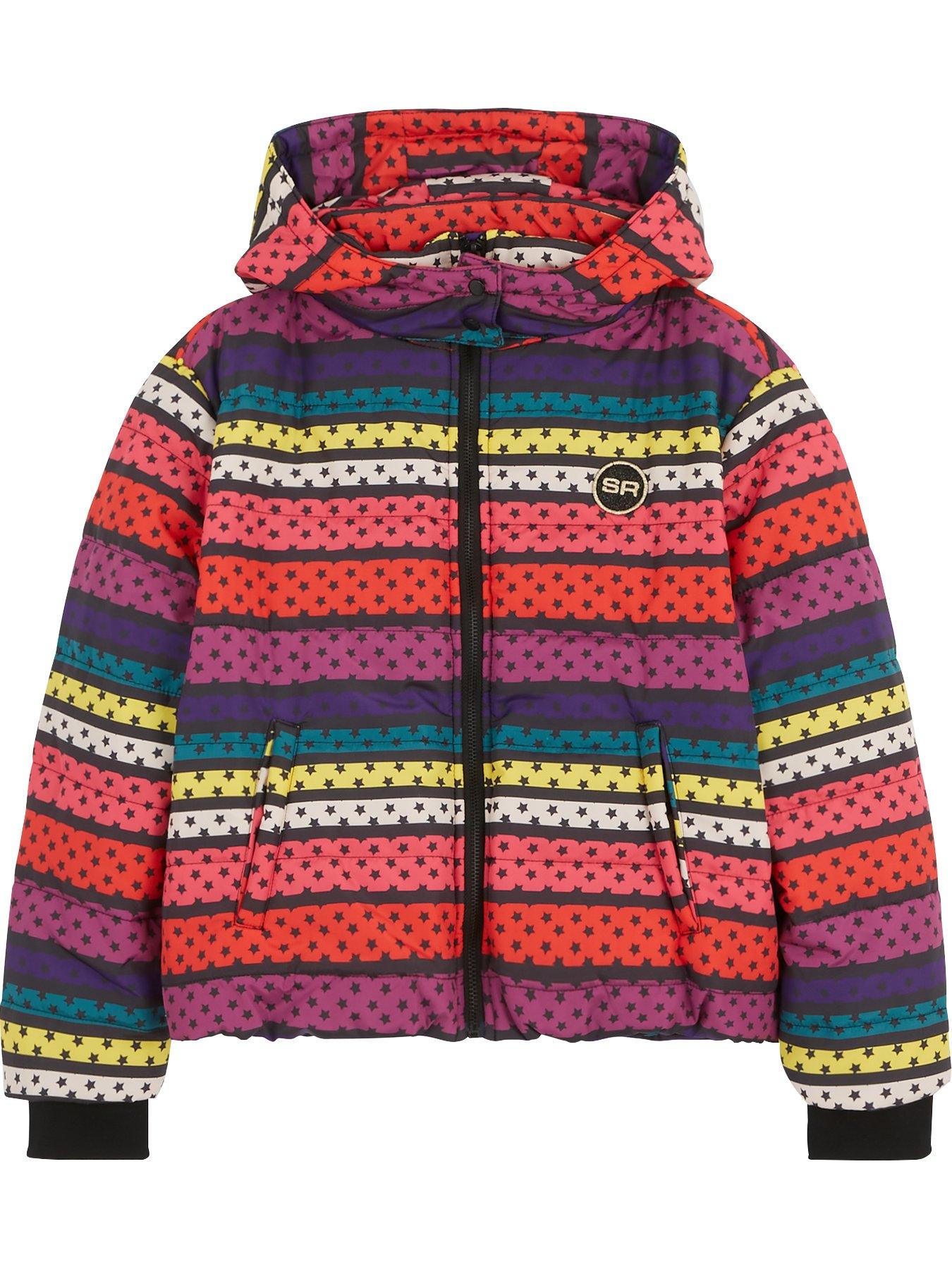  Kids Rainbow Stripe Padded Coat - Multi