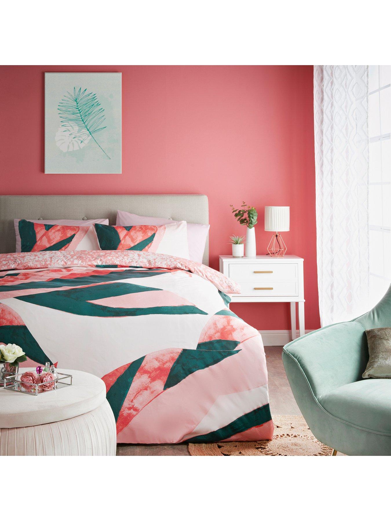 Product photograph of Cosmoliving By Cosmopolitan Cosmo Living Miami Reversible Duvet Cover Set - Pink from very.co.uk
