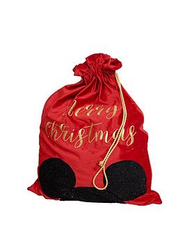 Product photograph of Disney Luxury Red Velvet Disney Christmas Gift Sack - Mickey from very.co.uk