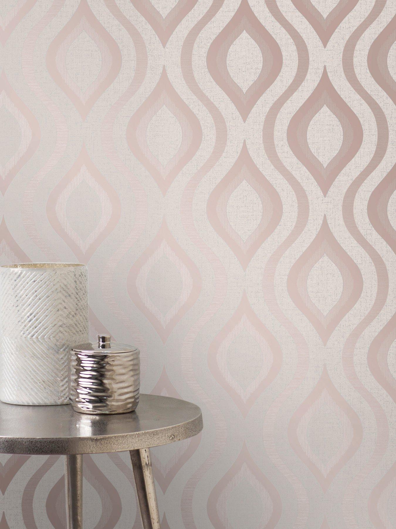 Product photograph of Fine D Cor Quartz Geometric Rose Gold Wallpaper from very.co.uk