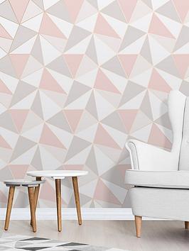 Product photograph of Fine Decor Apex Geo Rose Gold Wallpaper from very.co.uk