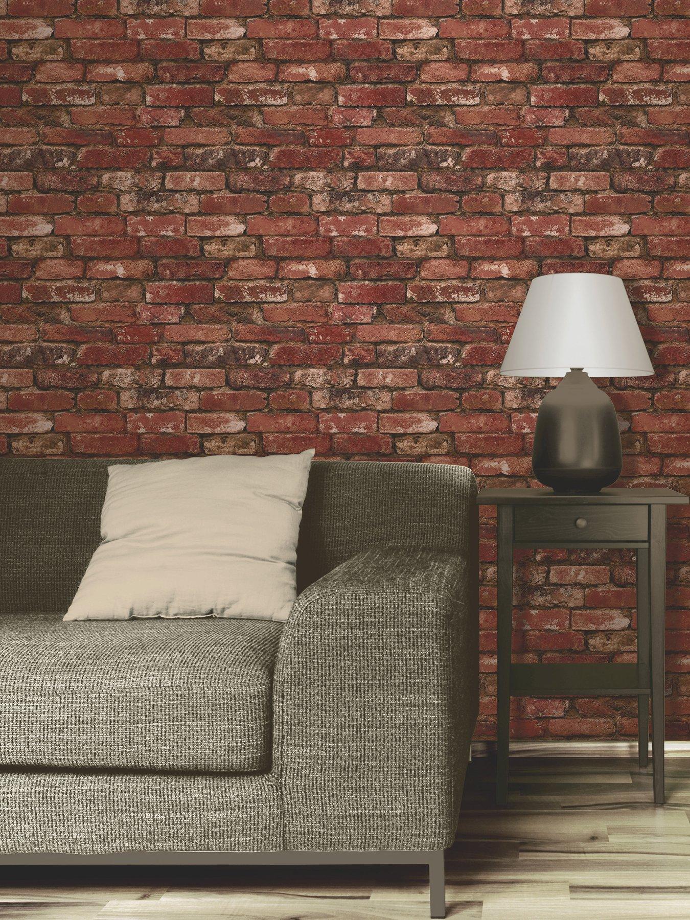 Product photograph of Fine Decor Rustic Red Brick Wallpaper from very.co.uk