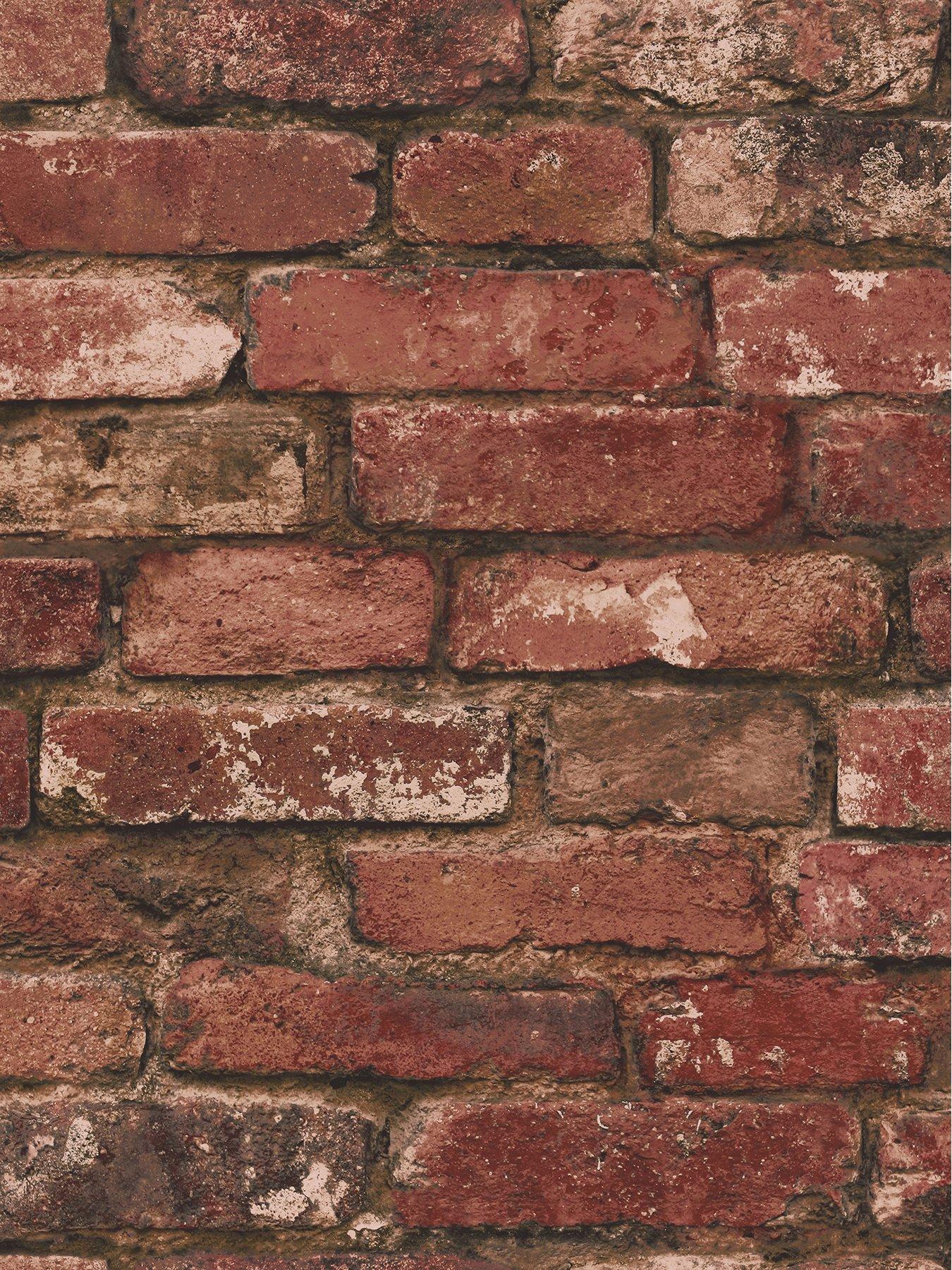 Product photograph of Fine D Cor Rustic Red Brick Wallpaper from very.co.uk